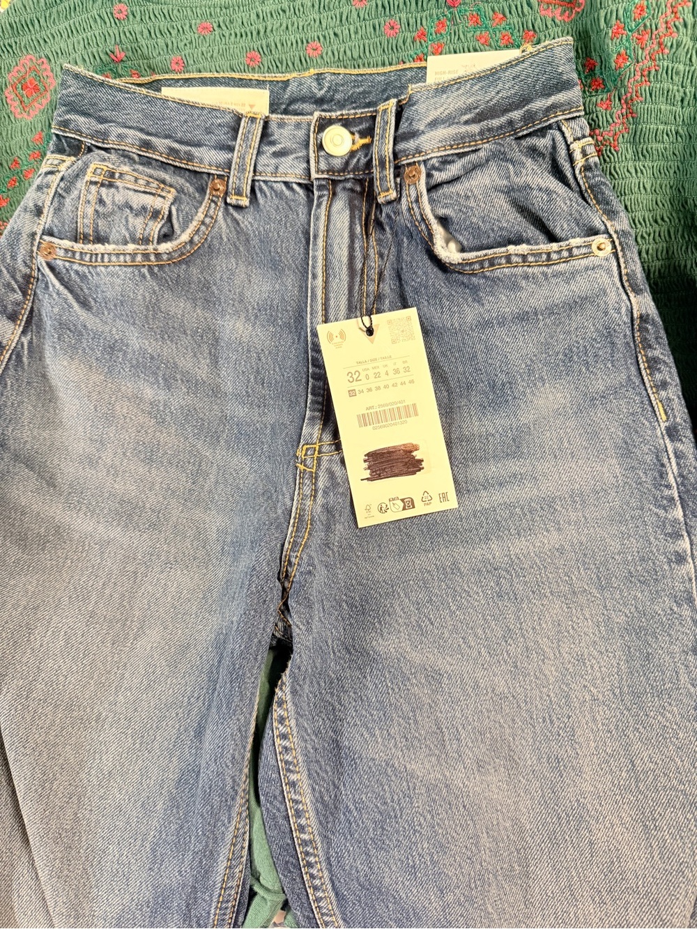 Zara Light Blue High-Rise Straight Jeans
